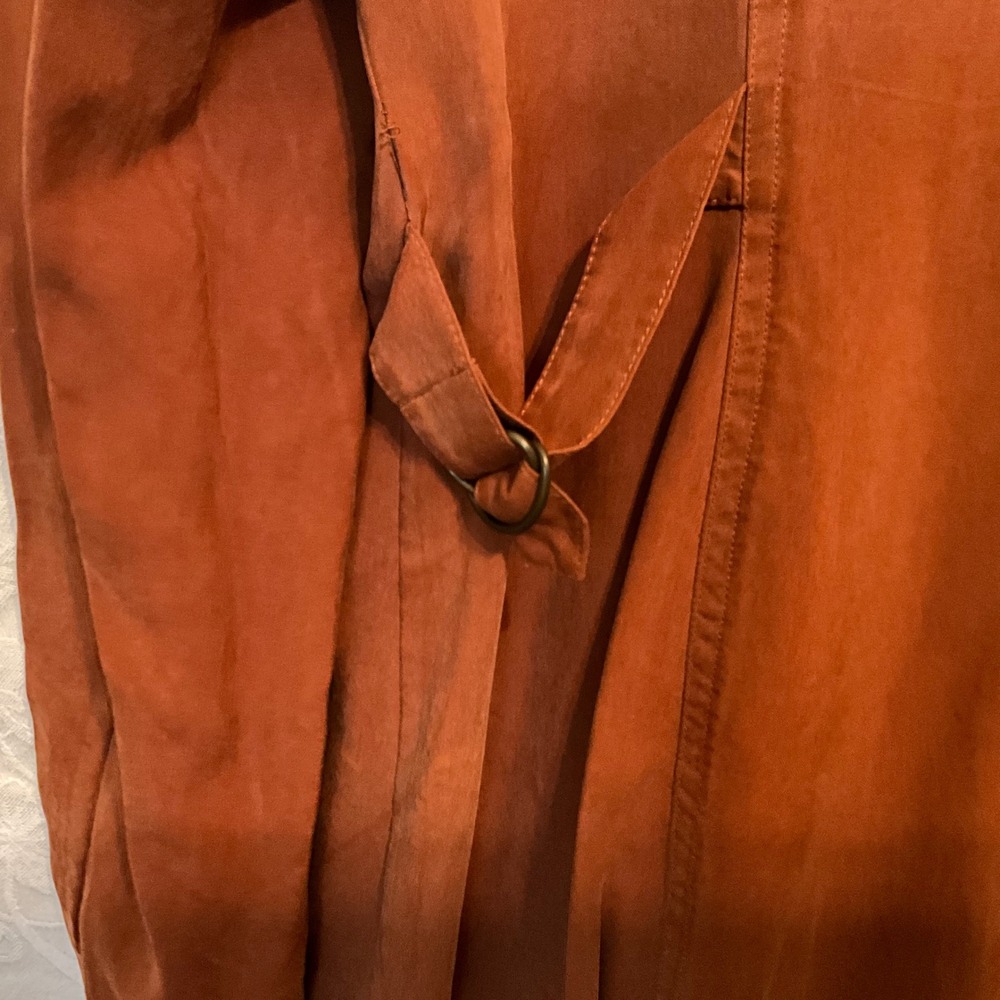 Vintage August Silk 100% Silk Dress Rust Orange Zipper Front Midi Length Size 10 - Picture 4 of 7